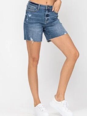 Judy Blue High Waist Distressed Cutoff Denim Shorts Stretch Small NWT